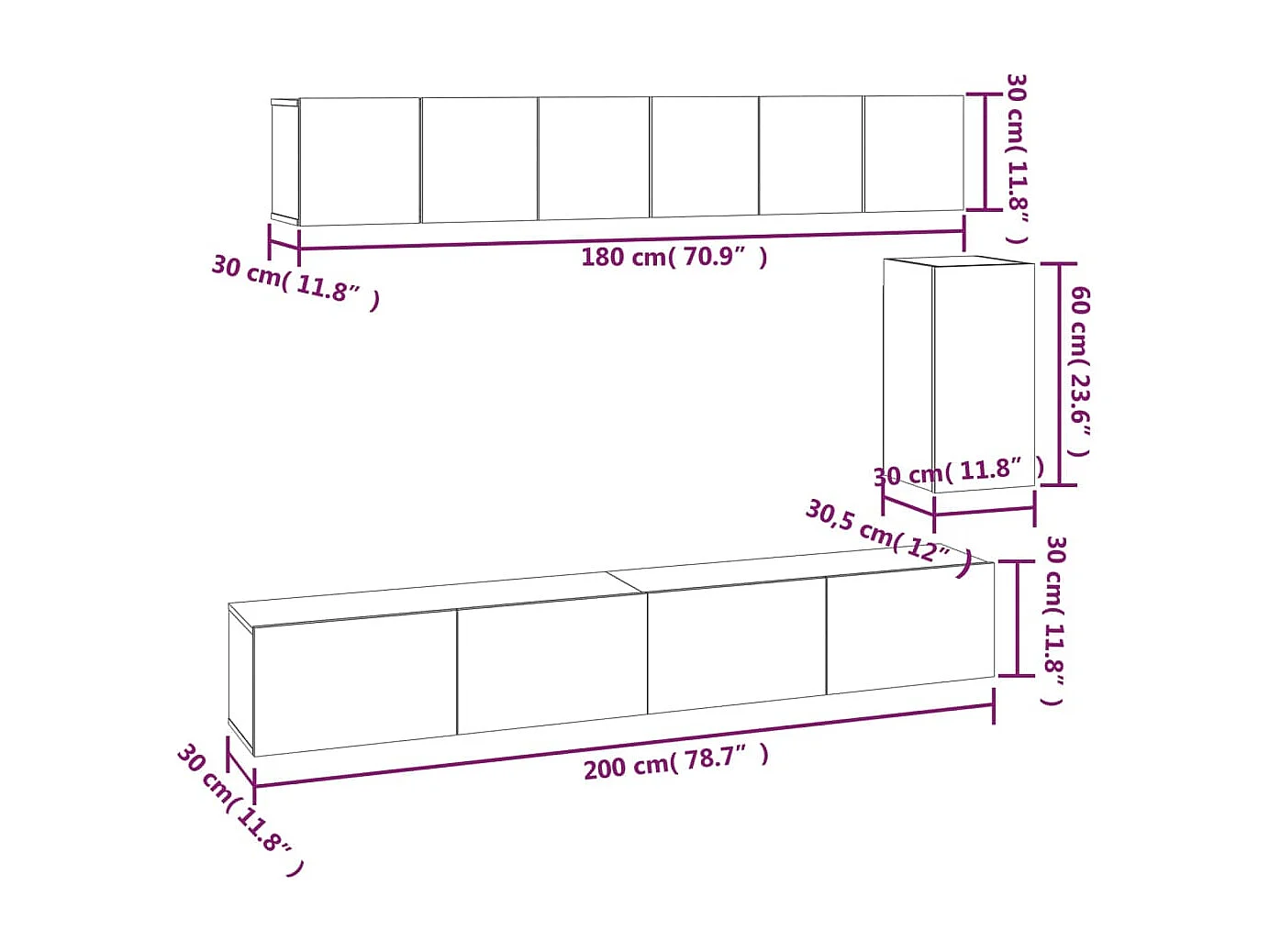 Berkfield 6 Piece TV Cabinet Set Grey Sonoma Engineered Wood