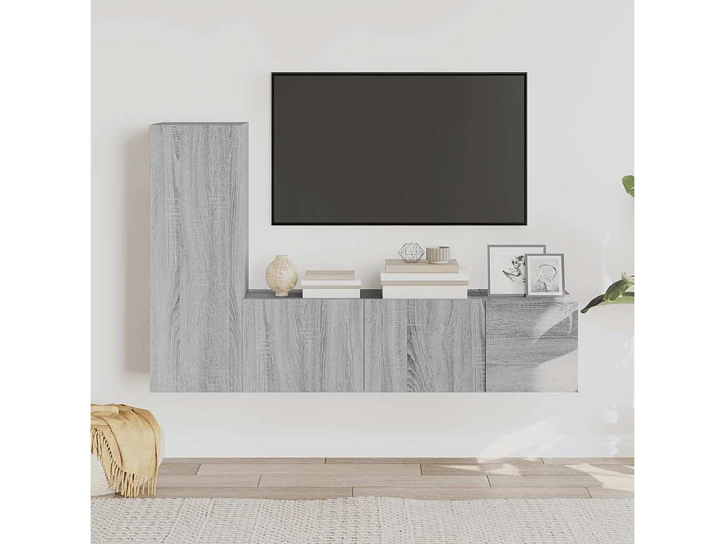 Berkfield 3 Piece TV Cabinet Set Grey Sonoma Engineered Wood