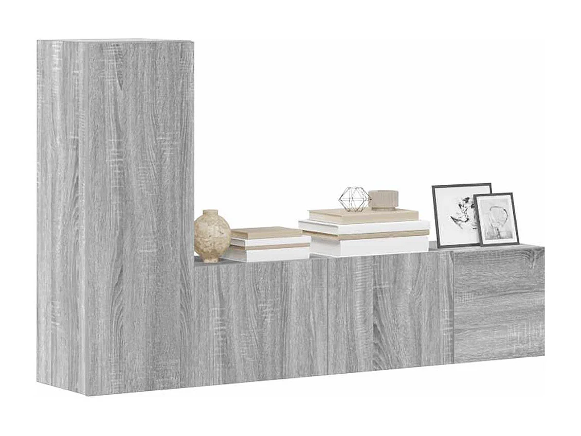 Berkfield 3 Piece TV Cabinet Set Grey Sonoma Engineered Wood