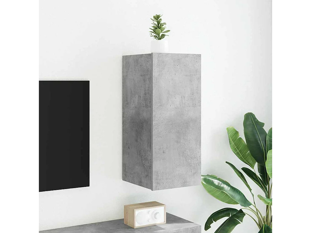 Berkfield TV Wall Cabinet with LED Lights Concrete Grey 30.5x35x70 cm