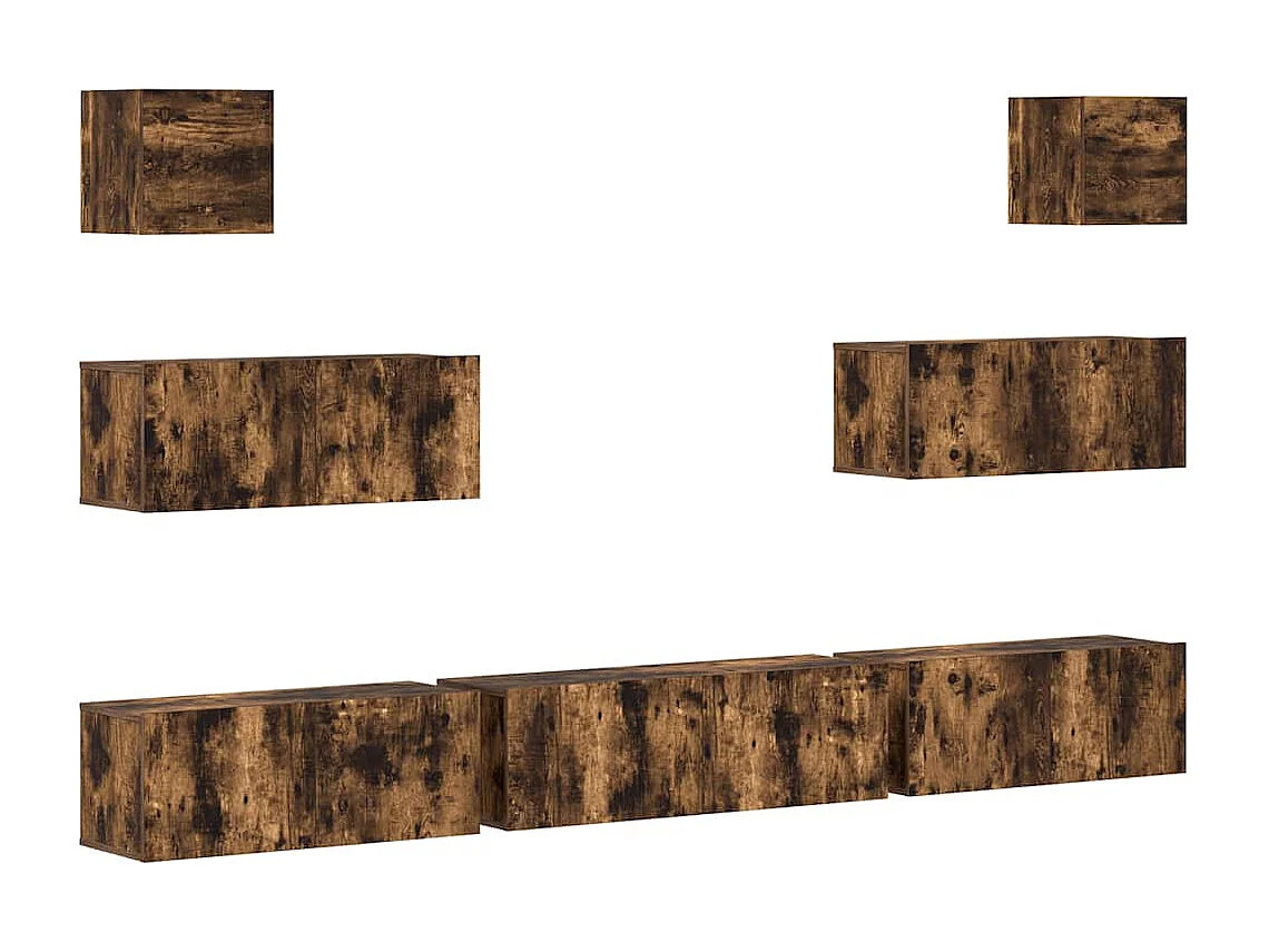 Berkfield 7 Piece TV Cabinet Set Smoked Oak Engineered Wood