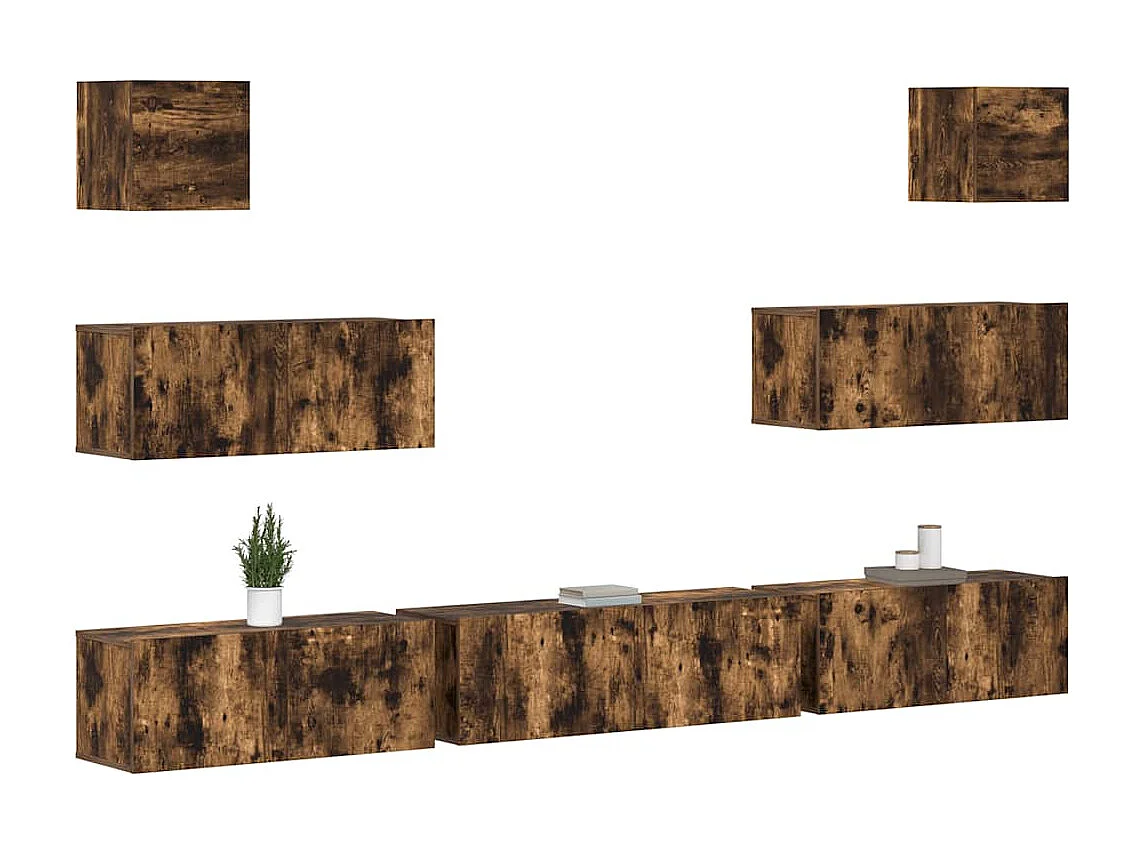 Berkfield 7 Piece TV Cabinet Set Smoked Oak Engineered Wood