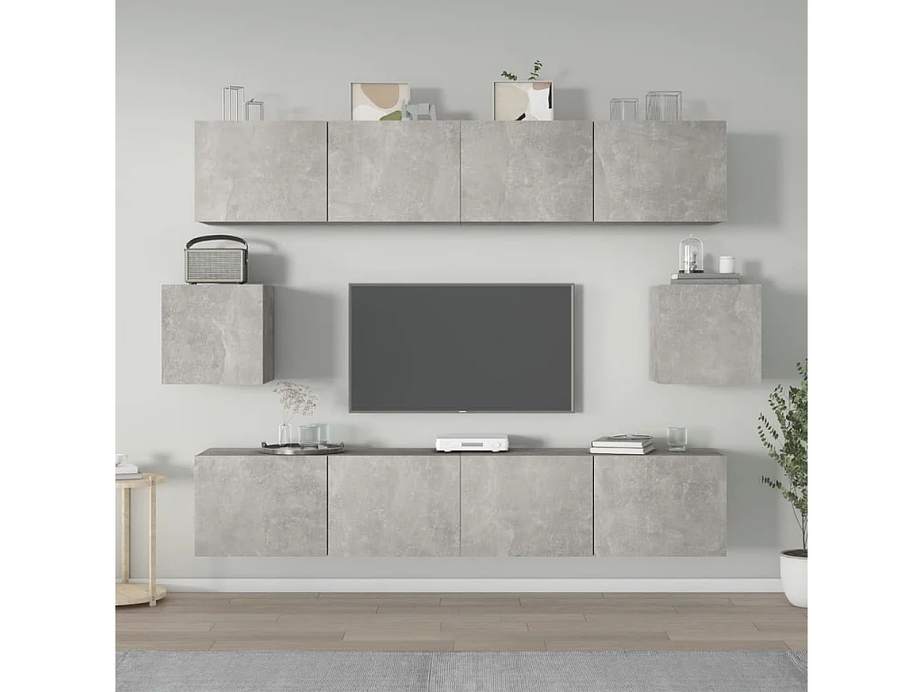 Berkfield 6 Piece TV Cabinet Set Concrete Grey Engineered Wood