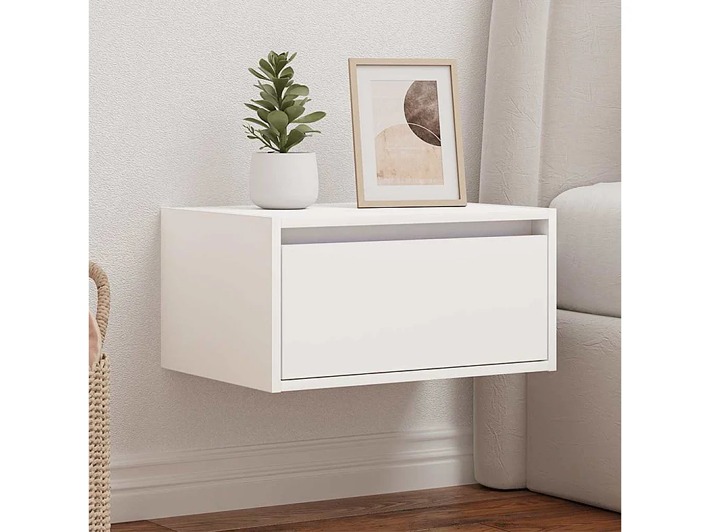 Berkfield Wall-mounted Bedside Cabinet with LED Lights White