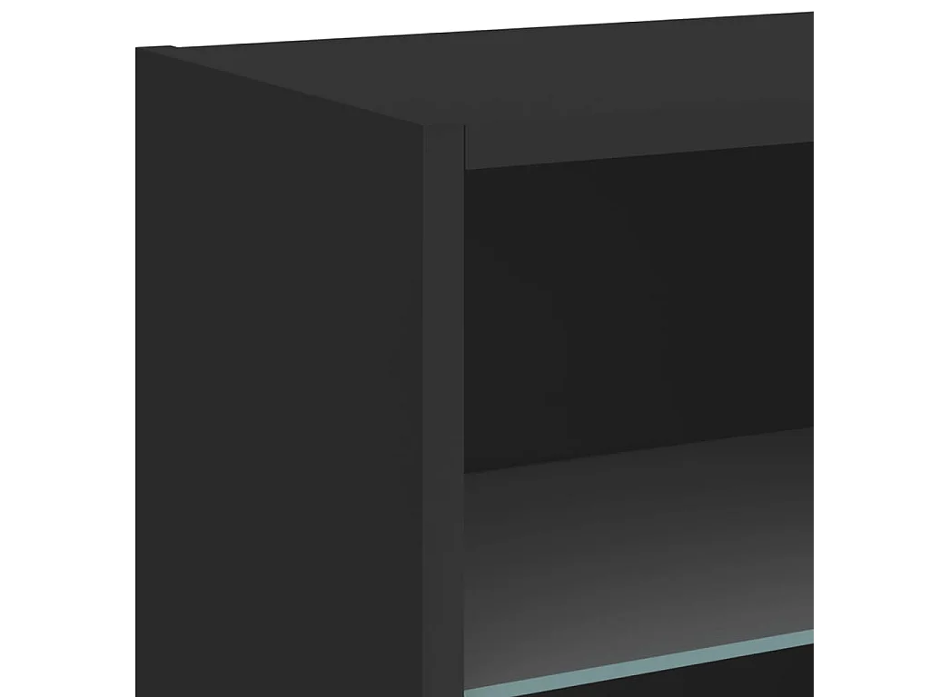 Berkfield Bedside Cabinet with LED Lights Wall-mounted Black