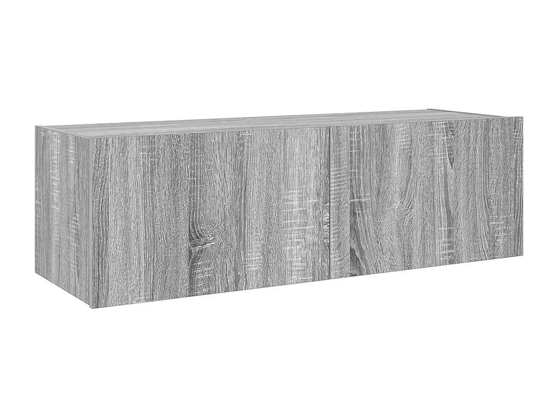 Berkfield TV Wall Cabinet with LED Lights Grey Sonoma 100x35x31 cm