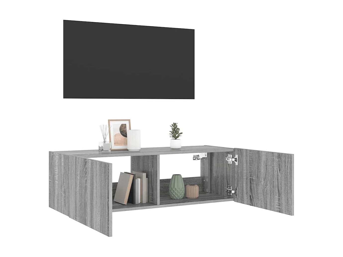 Berkfield TV Wall Cabinet with LED Lights Grey Sonoma 100x35x31 cm