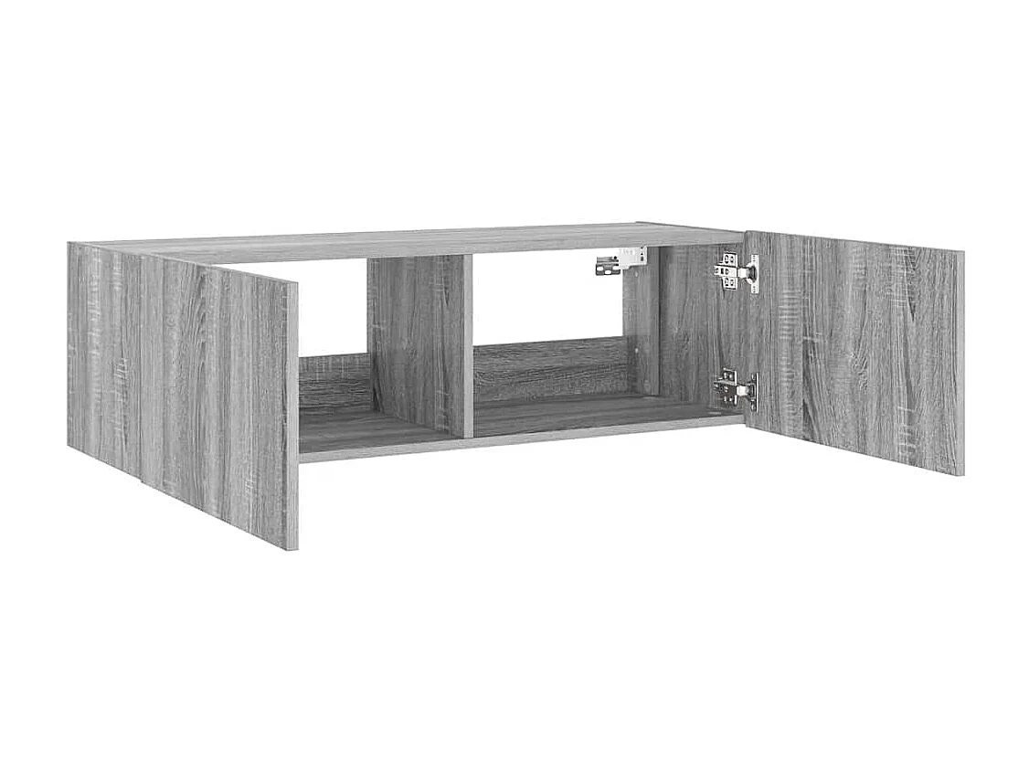 Berkfield TV Wall Cabinet with LED Lights Grey Sonoma 100x35x31 cm
