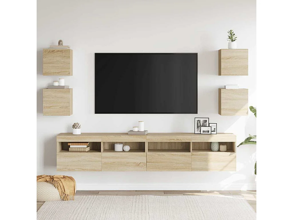 Berkfield Wall Mounted TV Cabinets 4 pcs Sonoma Oak 30.5x30x30 cm
