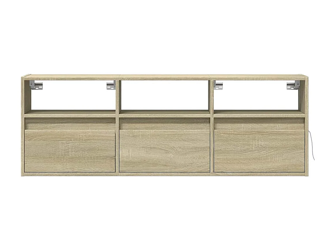 Berkfield TV Wall Cabinet with LED Lights Sonoma Oak 130x31x45 cm