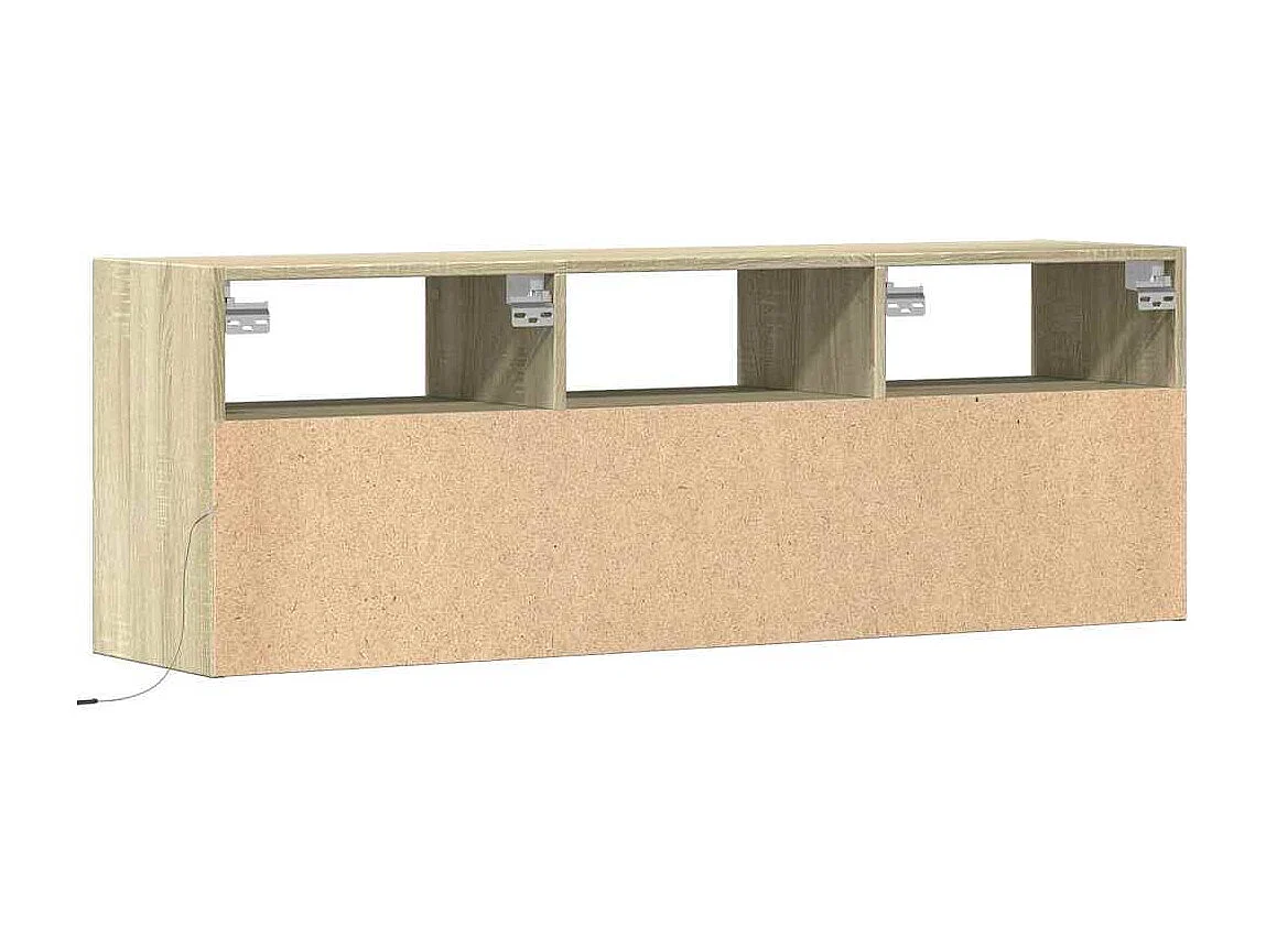 Berkfield TV Wall Cabinet with LED Lights Sonoma Oak 130x31x45 cm