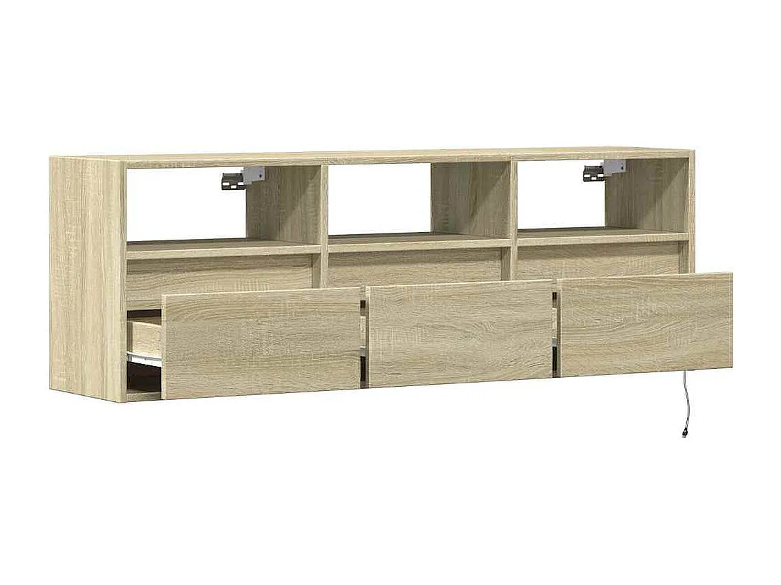 Berkfield TV Wall Cabinet with LED Lights Sonoma Oak 130x31x45 cm
