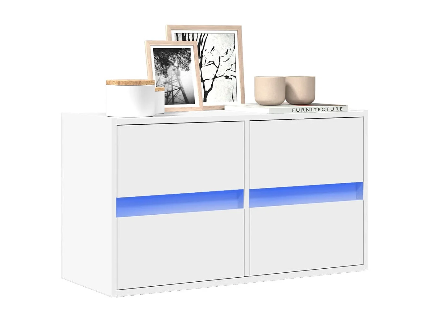 Berkfield TV Wall Cabinet with LED Lights White 80x31x45 cm