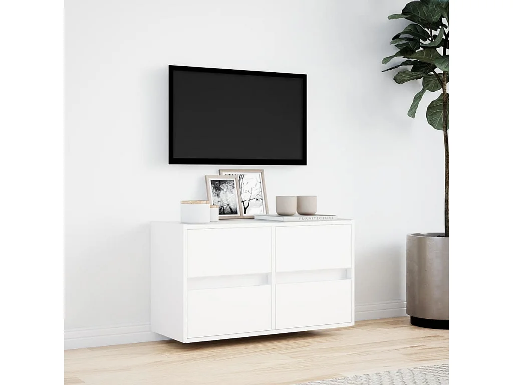 Berkfield TV Wall Cabinet with LED Lights White 80x31x45 cm