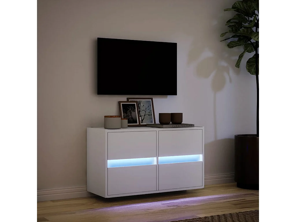 Berkfield TV Wall Cabinet with LED Lights White 80x31x45 cm