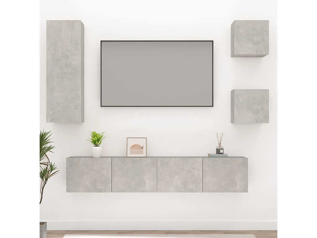 Berkfield 5 Piece TV Cabinet Set Concrete Grey Engineered Wood