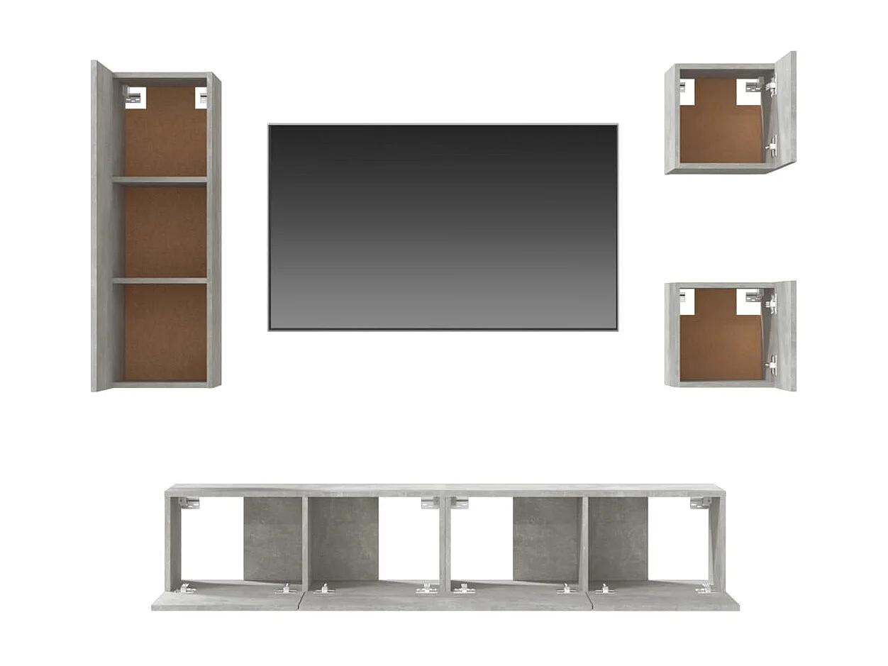 Berkfield 5 Piece TV Cabinet Set Concrete Grey Engineered Wood