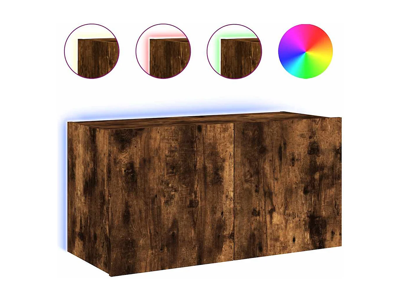 Berkfield TV Wall Cabinet with LED Lights Smoked Oak 80x35x41 cm