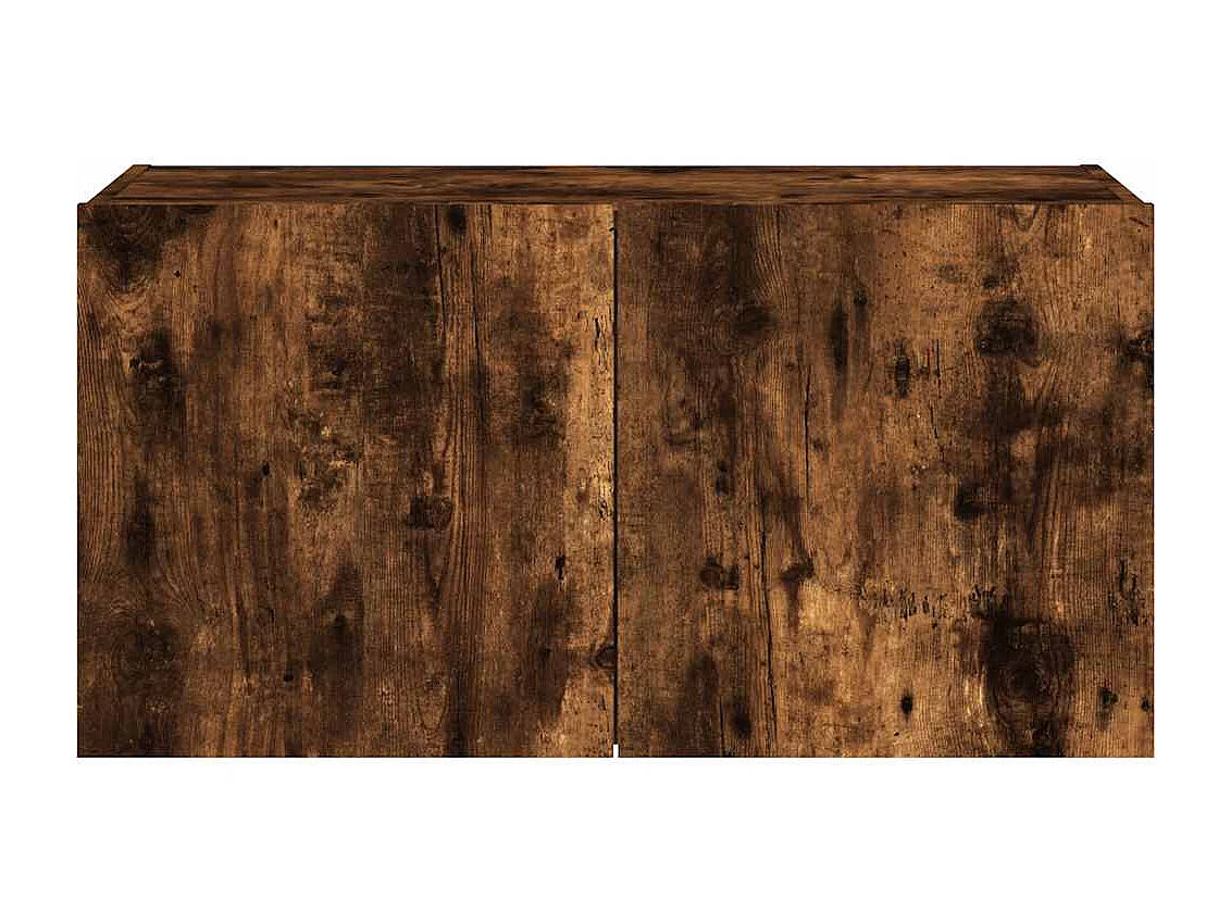 Berkfield TV Wall Cabinet with LED Lights Smoked Oak 80x35x41 cm