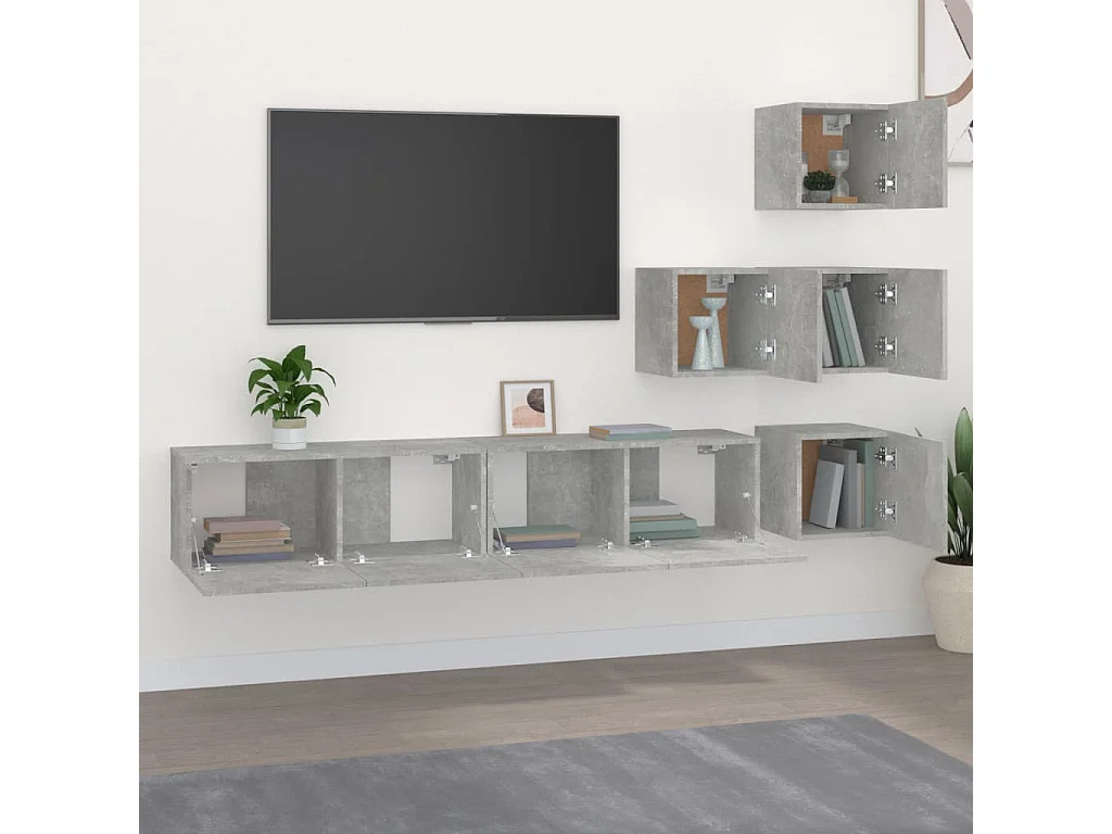 Berkfield Wall-mounted TV Cabinet Concrete Grey Engineered Wood