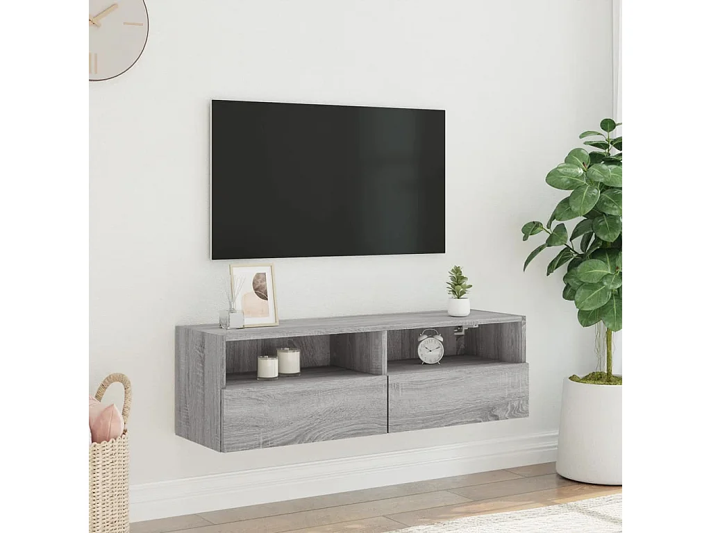 Berkfield TV Wall Cabinet Grey Sonoma 100x30x30 cm Engineered Wood
