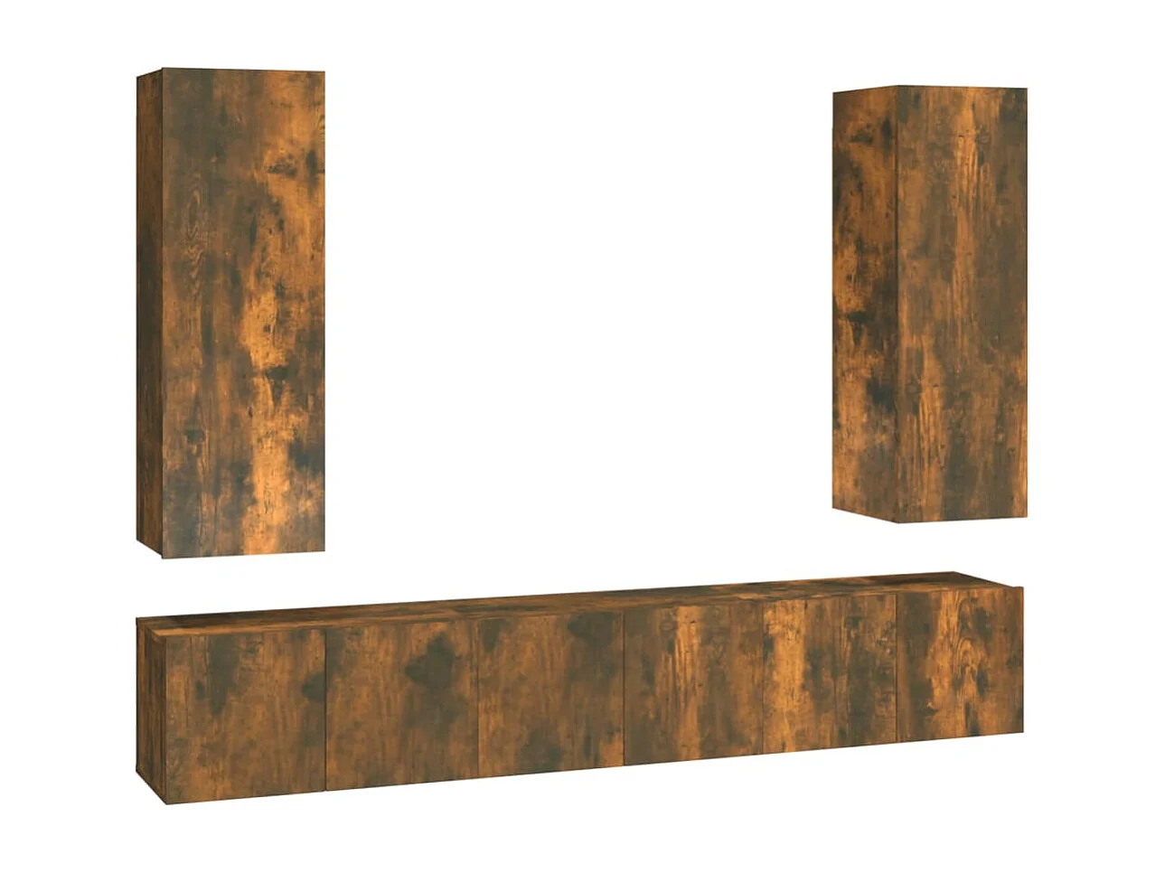 Berkfield 5 Piece TV Cabinet Set Smoked Oak Engineered Wood