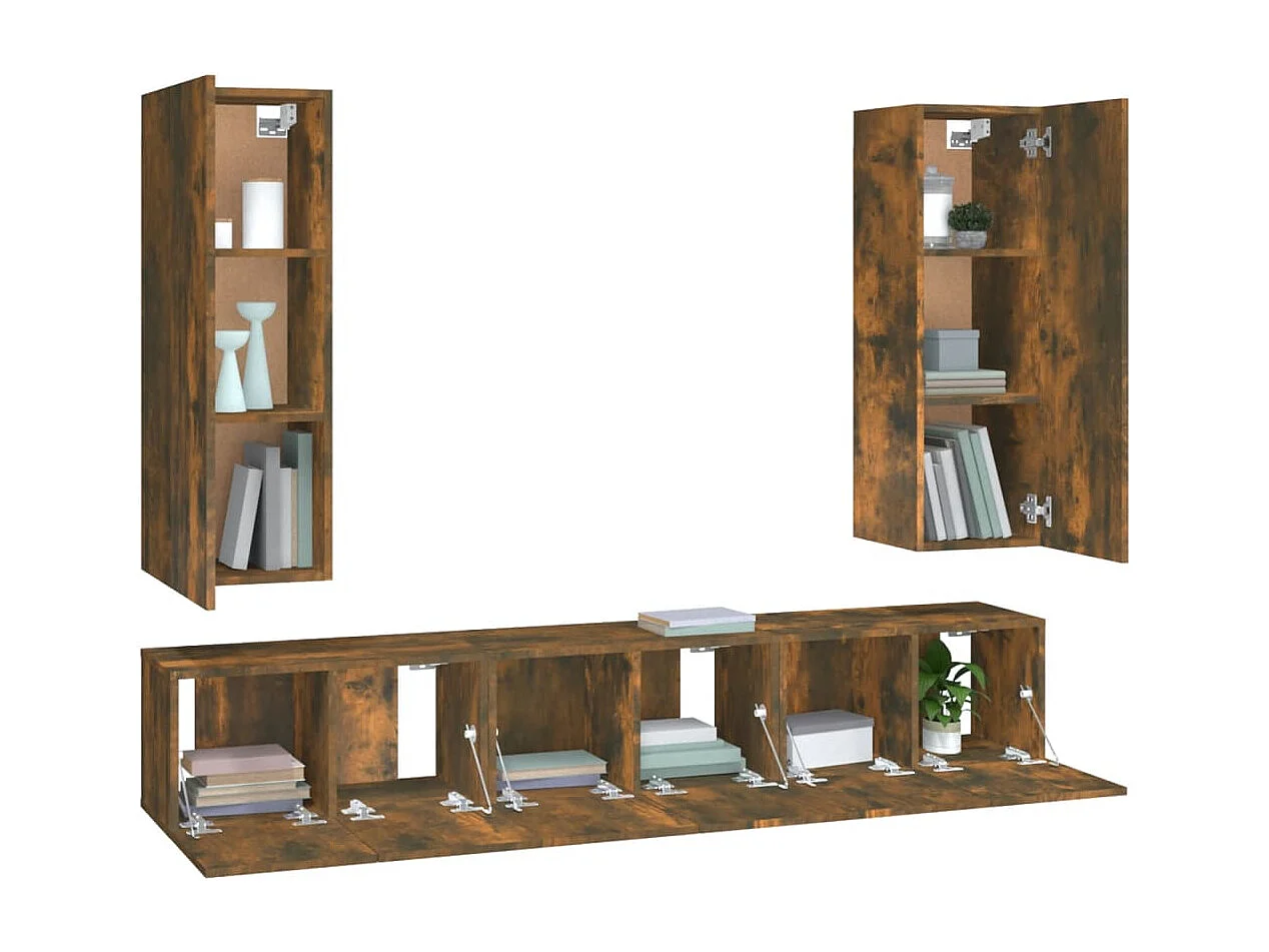 Berkfield 5 Piece TV Cabinet Set Smoked Oak Engineered Wood