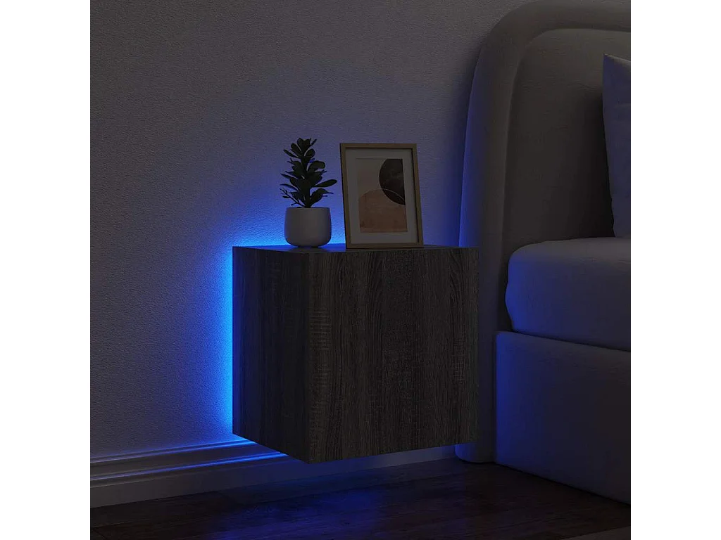 Berkfield TV Wall Cabinet with LED Lights Grey Sonoma 40.5x35x40 cm