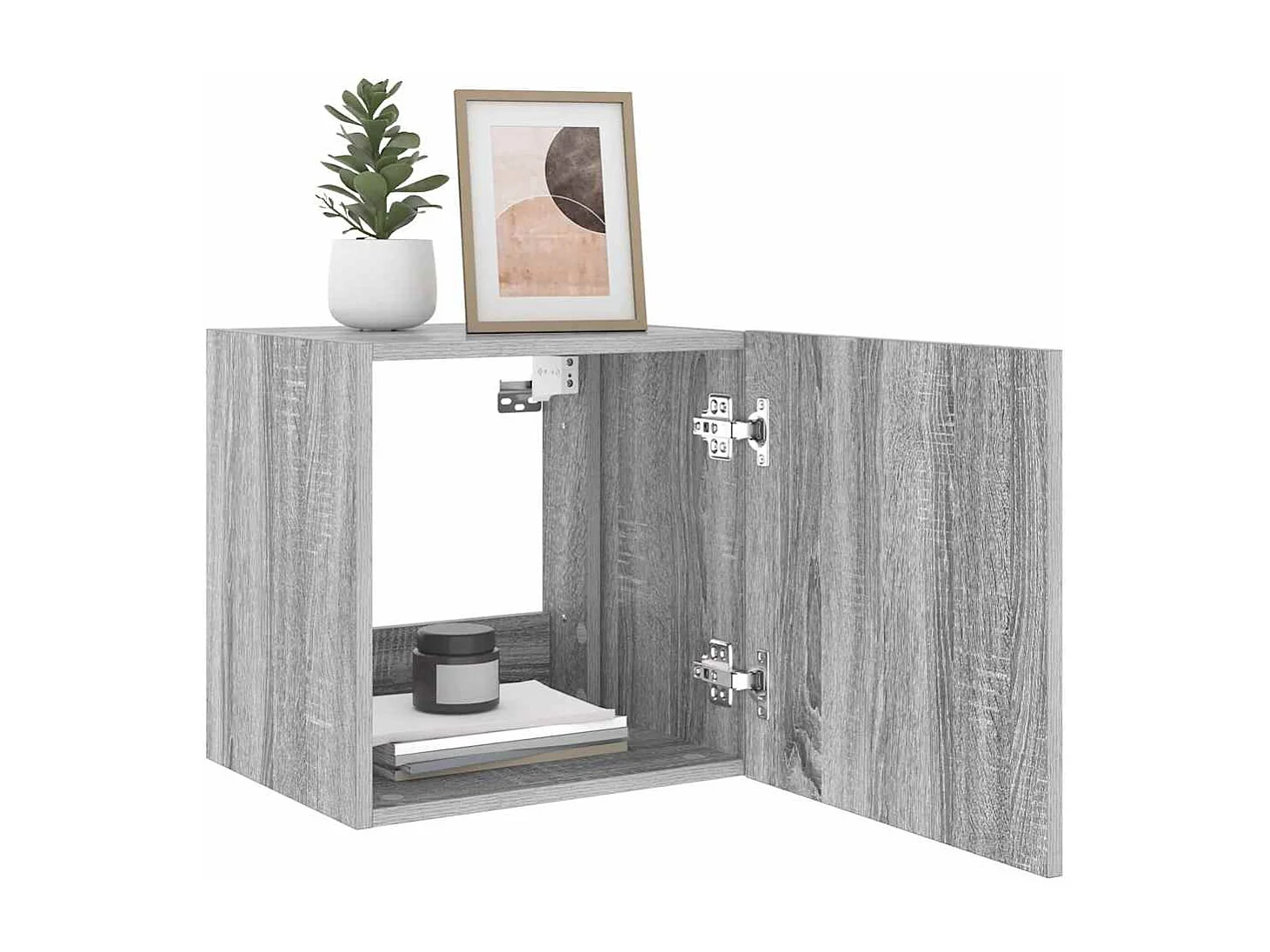 Berkfield TV Wall Cabinet with LED Lights Grey Sonoma 40.5x35x40 cm