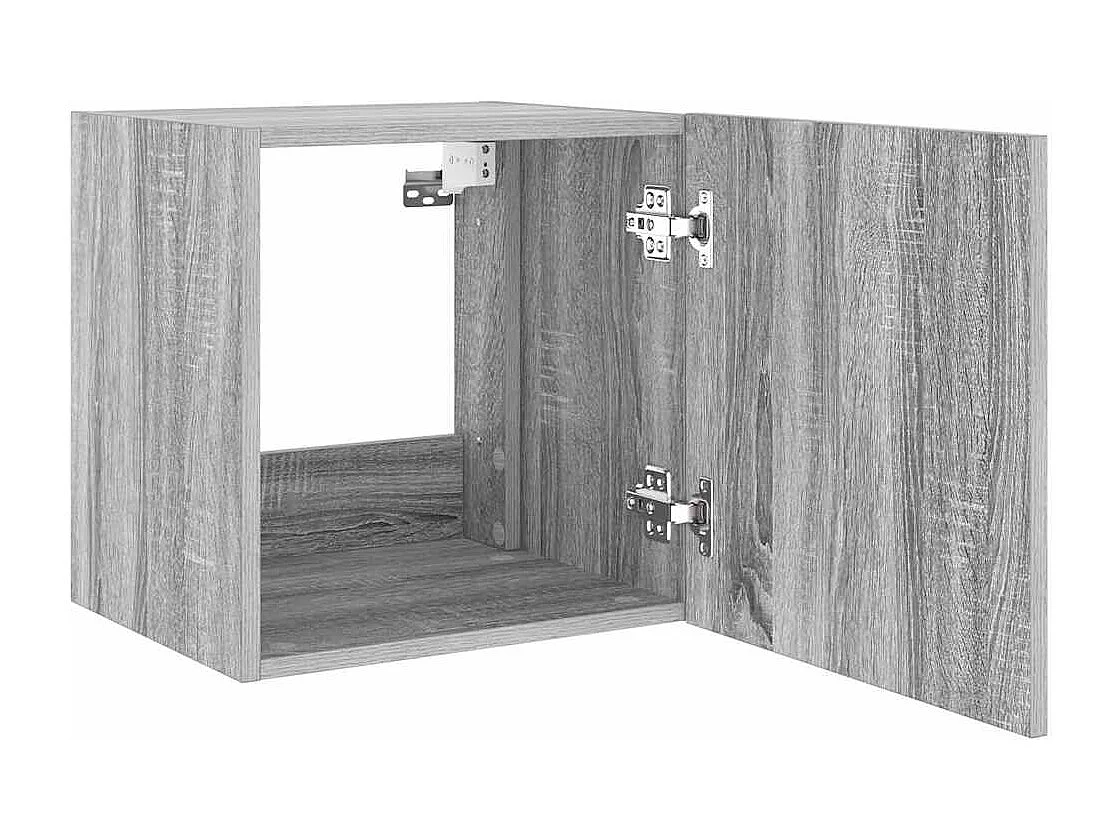 Berkfield TV Wall Cabinet with LED Lights Grey Sonoma 40.5x35x40 cm