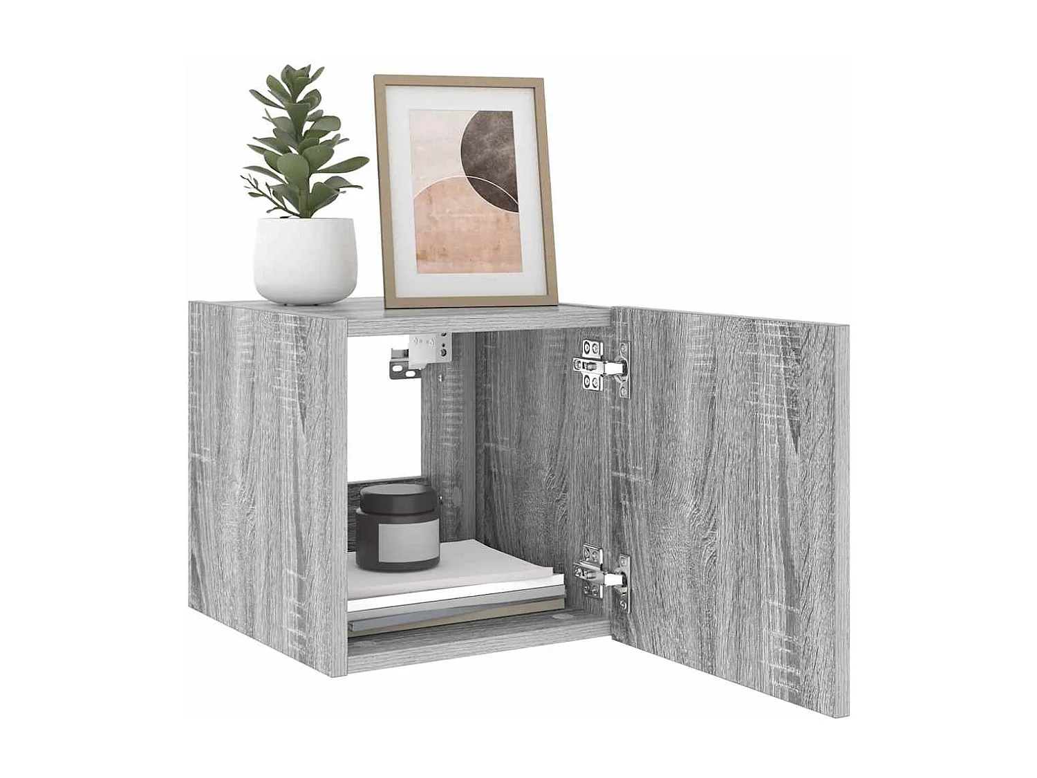 Berkfield TV Wall Cabinet with LED Lights Grey Sonoma 30.5x35x30 cm