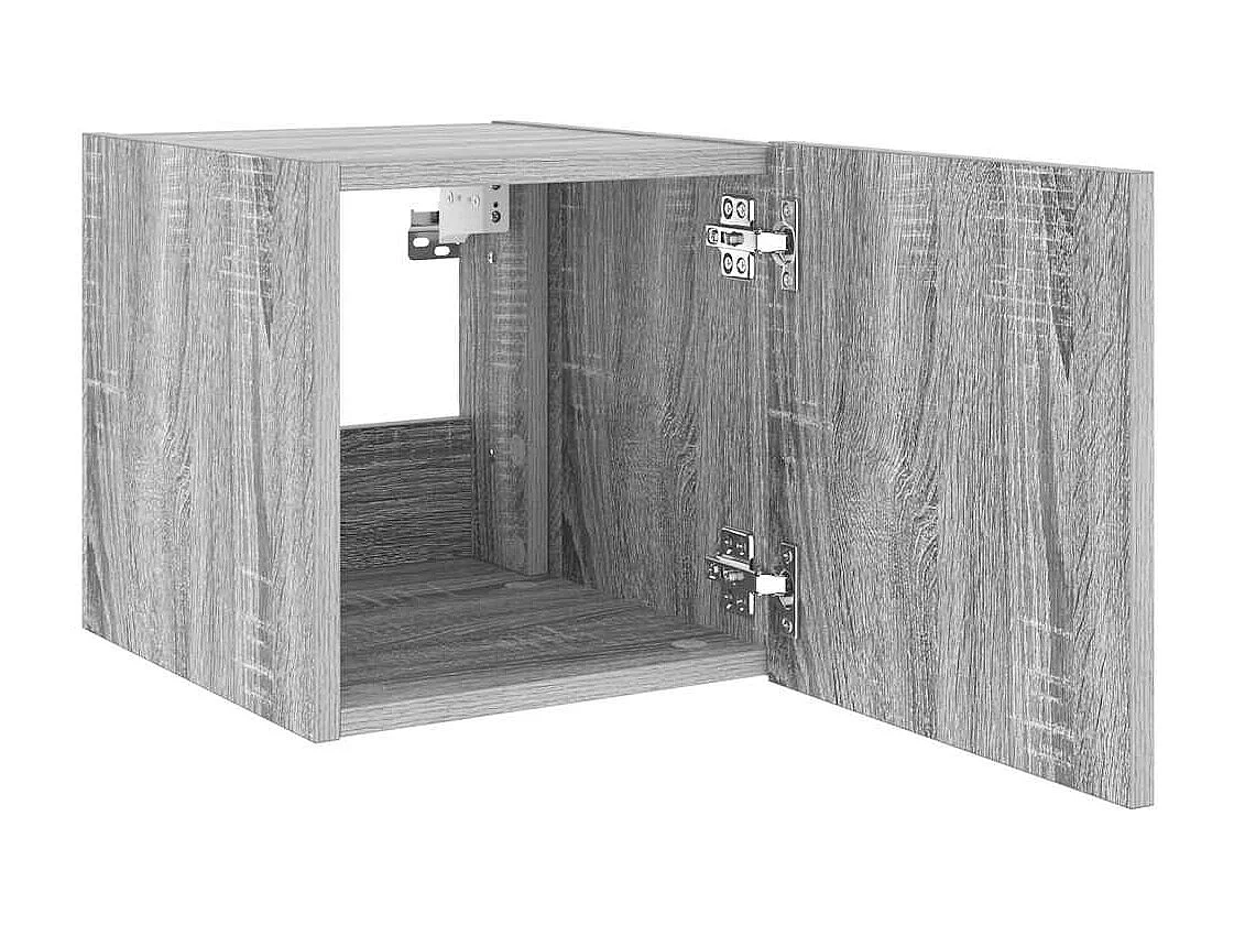 Berkfield TV Wall Cabinet with LED Lights Grey Sonoma 30.5x35x30 cm