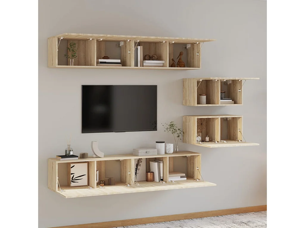 Berkfield 4 Piece TV Cabinet Set Sonoma Oak Engineered Wood