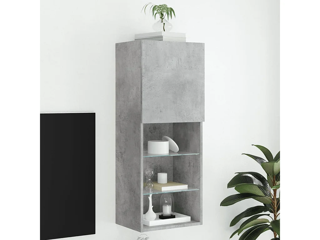 Berkfield TV Cabinet with LED Lights Concrete Grey 40.5x30x102 cm