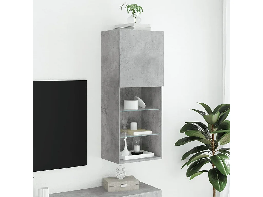 Berkfield TV Cabinet with LED Lights Concrete Grey 40.5x30x102 cm