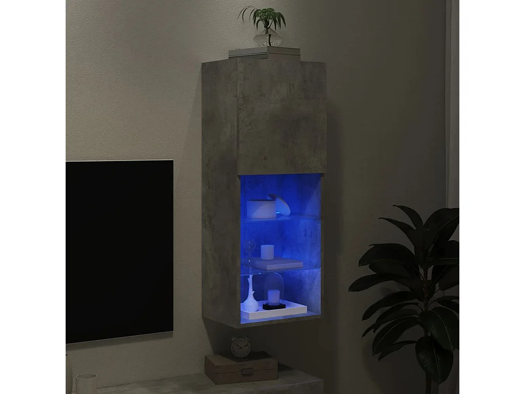 Berkfield TV Cabinet with LED Lights Concrete Grey 40.5x30x102 cm