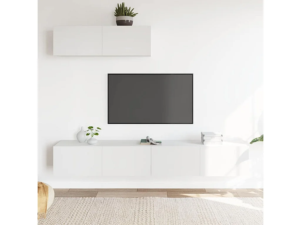 Berkfield 3 Piece TV Cabinet Set White Engineered Wood