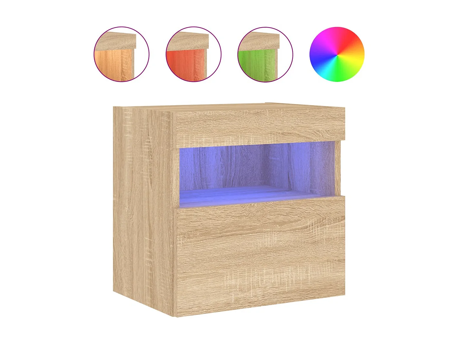 Berkfield TV Wall Cabinet with LED Lights Sonoma Oak 40x30x40 cm