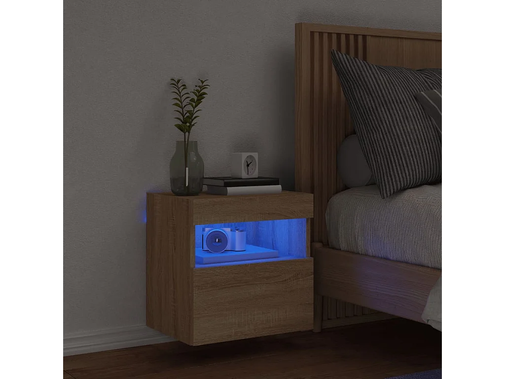 Berkfield TV Wall Cabinet with LED Lights Sonoma Oak 40x30x40 cm