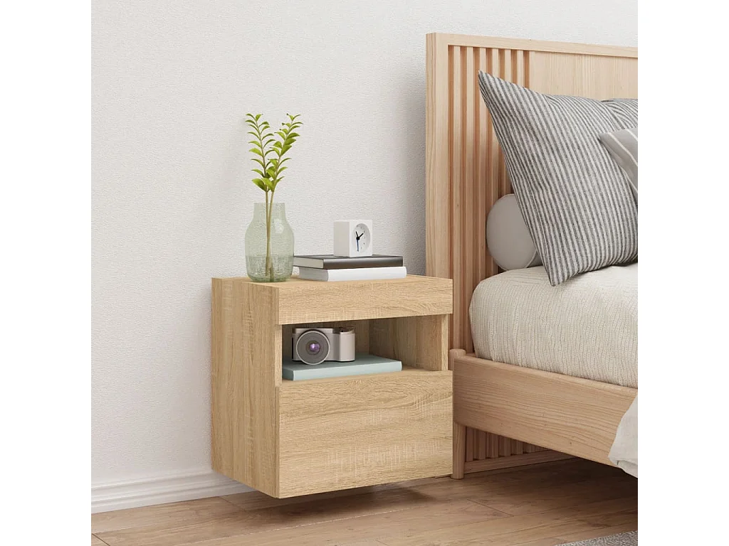 Berkfield TV Wall Cabinet with LED Lights Sonoma Oak 40x30x40 cm
