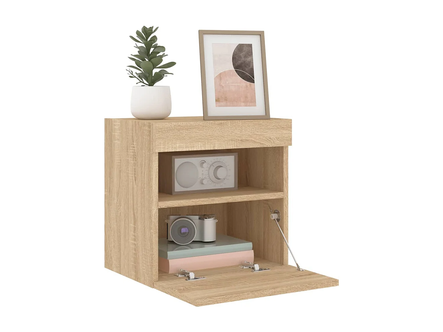 Berkfield TV Wall Cabinet with LED Lights Sonoma Oak 40x30x40 cm
