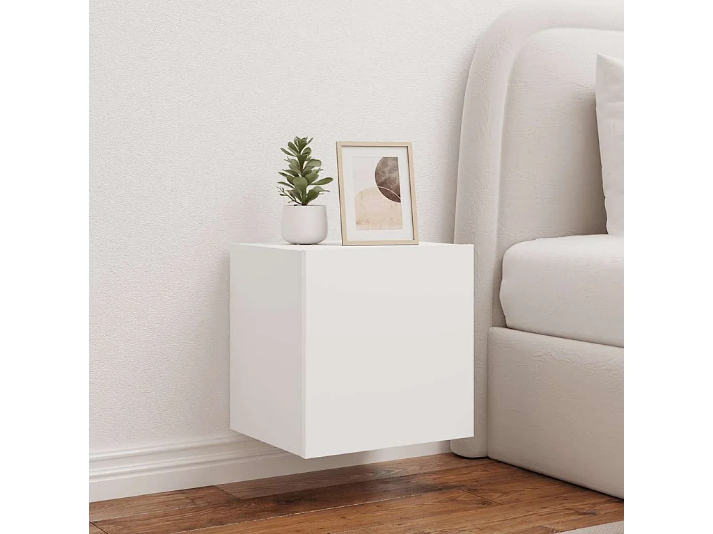 Berkfield TV Wall Cabinet with LED Lights White 40.5x35x40 cm
