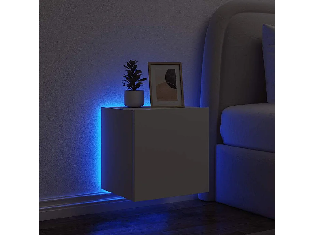 Berkfield TV Wall Cabinet with LED Lights White 40.5x35x40 cm