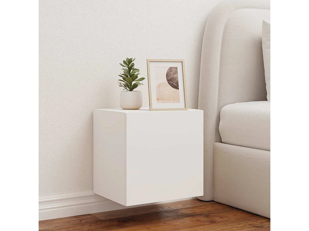 Berkfield TV Wall Cabinet with LED Lights White 40.5x35x40 cm