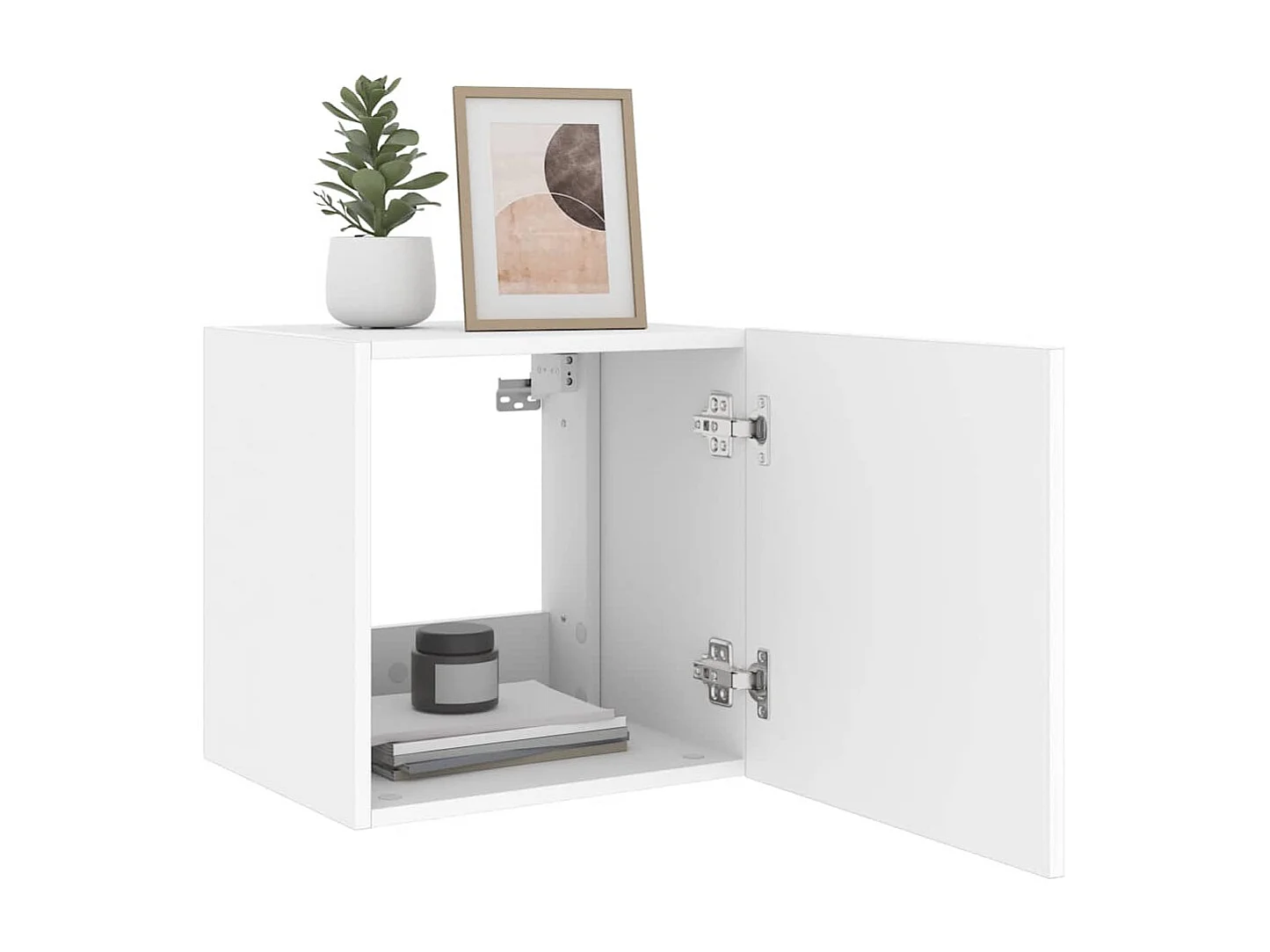 Berkfield TV Wall Cabinet with LED Lights White 40.5x35x40 cm