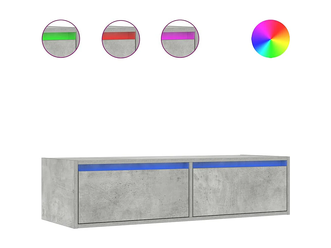 Berkfield TV Cabinet with LED Lights Concrete Grey 100X35.5x25 cm