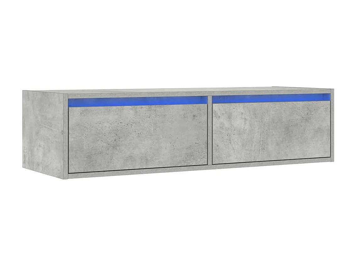 Berkfield TV Cabinet with LED Lights Concrete Grey 100X35.5x25 cm
