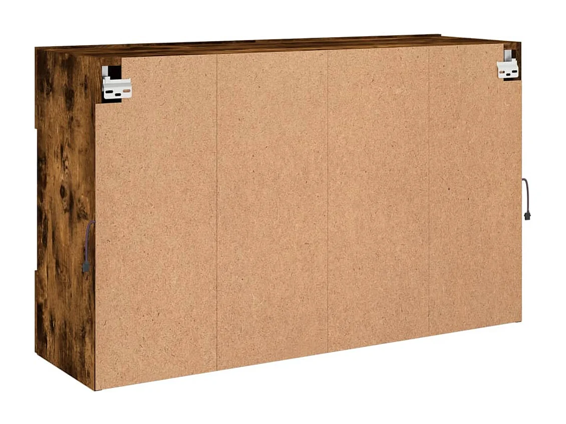 Berkfield TV Wall Cabinet with LED Lights Smoked Oak 98.5x30x60.5 cm