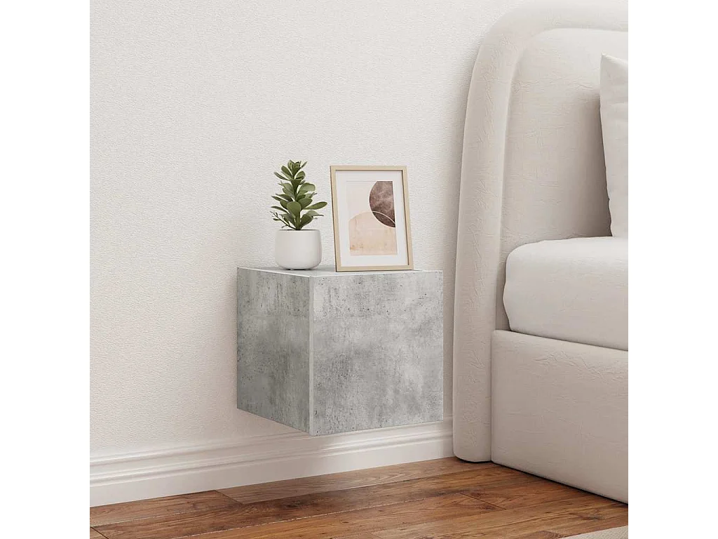 Berkfield TV Wall Cabinet with LED Lights Concrete Grey 30.5x35x30 cm