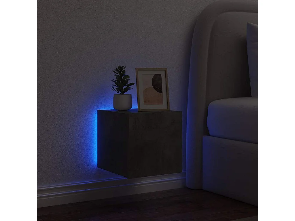 Berkfield TV Wall Cabinet with LED Lights Concrete Grey 30.5x35x30 cm